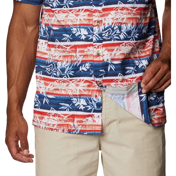 imageColumbia Mens Super Slack Tide Camp ShirtRed Spark Ombre Fish Stripe