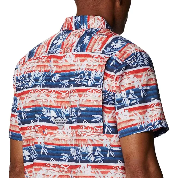 imageColumbia Mens Super Slack Tide Camp ShirtRed Spark Ombre Fish Stripe