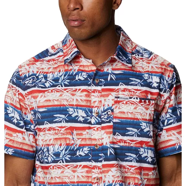 imageColumbia Mens Super Slack Tide Camp ShirtRed Spark Ombre Fish Stripe
