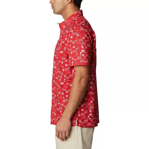 imageColumbia Mens Super Slack Tide Camp ShirtRed Spark Santa Fishin Trip Print