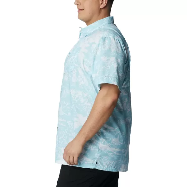 imageColumbia Mens Super Slack Tide Camp ShirtSpring Blue Hula Fish Print