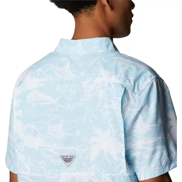 imageColumbia Mens Super Slack Tide Camp ShirtSpring Blue Hula Fish Print
