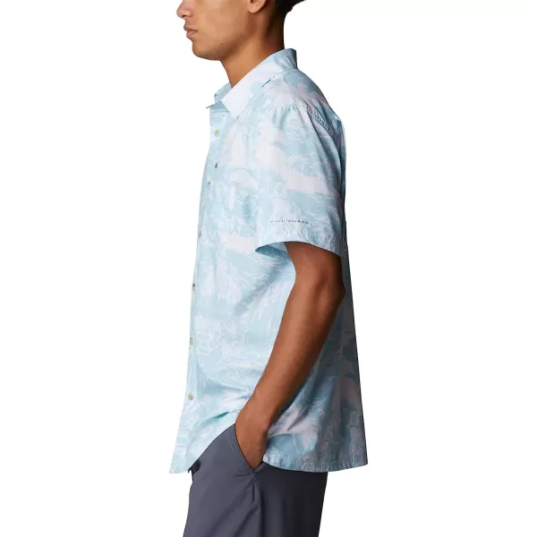 imageColumbia Mens Super Slack Tide Camp ShirtSpring Blue Hula Fish Print