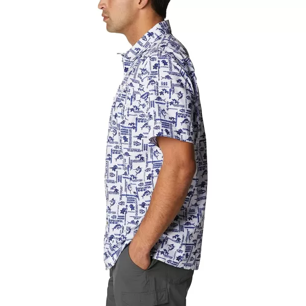 imageColumbia Mens Super Slack Tide Camp ShirtTanzanite Island Graffiti Print
