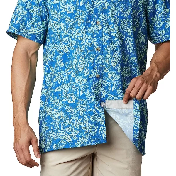 imageColumbia Mens Super Slack Tide Camp ShirtVivid Blue Flatslam Tropical Print