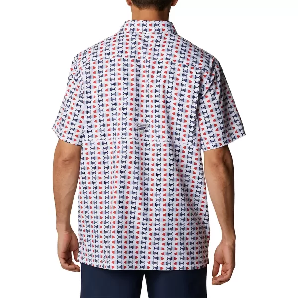 imageColumbia Mens Super Slack Tide Camp ShirtWhite Fish Bobber Print