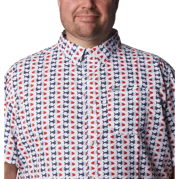 imageColumbia Mens Super Slack Tide Camp ShirtWhite Fish Bobber Print