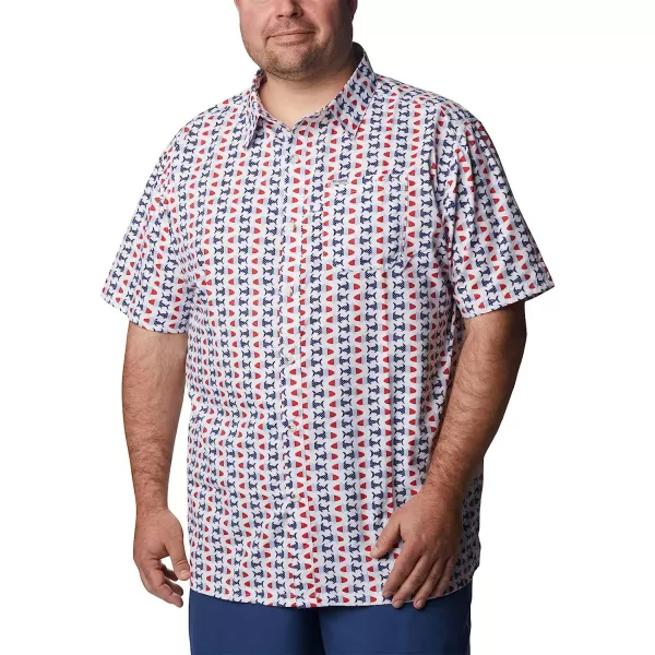 imageColumbia Mens Super Slack Tide Camp ShirtWhite Fish Bobber Print