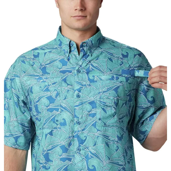 imageColumbia Mens Super Tamiami Short Sleeve ShirtDark Pool Fish Wave Print