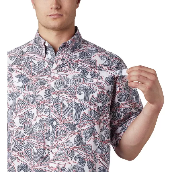 imageColumbia Mens Super Tamiami Short Sleeve ShirtWhite Fish Wave Print