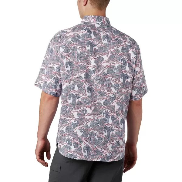 imageColumbia Mens Super Tamiami Short Sleeve ShirtWhite Fish Wave Print