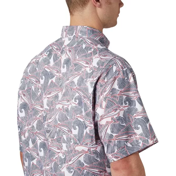 imageColumbia Mens Super Tamiami Short Sleeve ShirtWhite Fish Wave Print