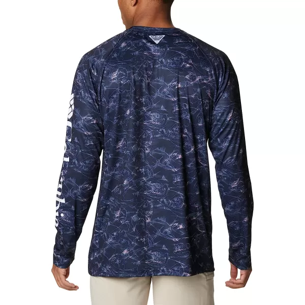 imageColumbia Mens Super Terminal Tackle Long Sleeve ShirtCollegiate Navy Contour Fish Print