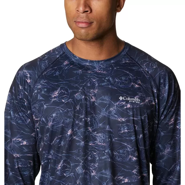 imageColumbia Mens Super Terminal Tackle Long Sleeve ShirtCollegiate Navy Contour Fish Print