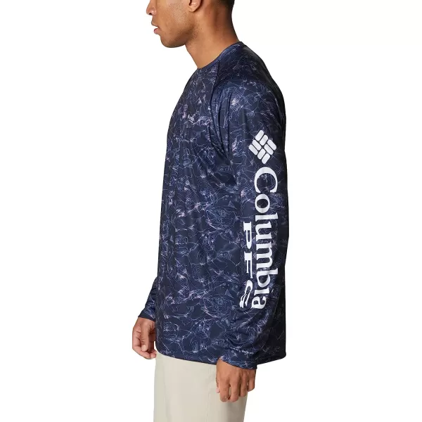 imageColumbia Mens Super Terminal Tackle Long Sleeve ShirtCollegiate Navy Contour Fish Print