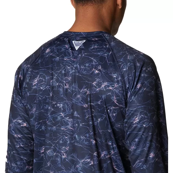 imageColumbia Mens Super Terminal Tackle Long Sleeve ShirtCollegiate Navy Contour Fish Print