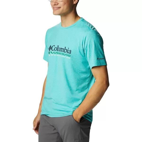 imageColumbia Mens Tech Trail Front Graphic Short Sleeve TeeBright Aqua HeatherRipples Graphic