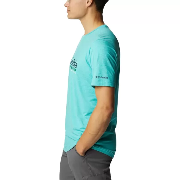 imageColumbia Mens Tech Trail Front Graphic Short Sleeve TeeBright Aqua HeatherRipples Graphic
