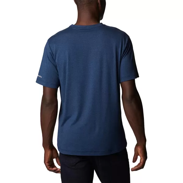 imageColumbia Mens Tech Trail Front Graphic Short Sleeve TeeCollegiate Navy HeatherOutlined Badge Grx