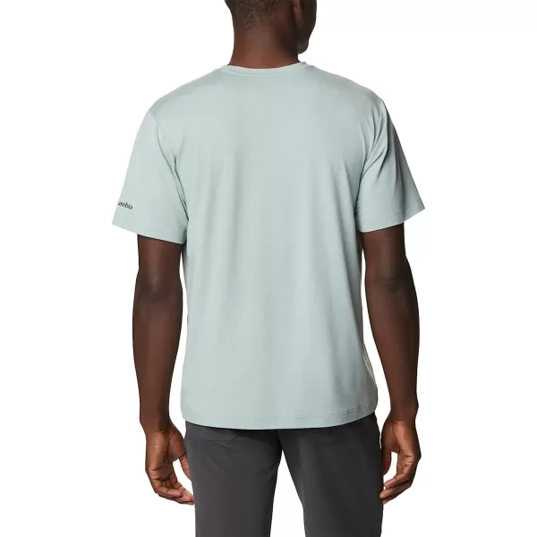 imageColumbia Mens Tech Trail Front Graphic Short Sleeve TeeNiagara HeatherOutlined Badge Graphic