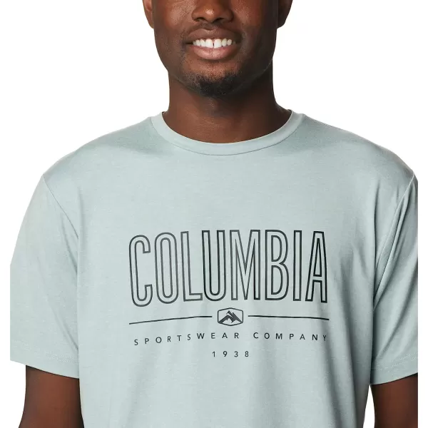imageColumbia Mens Tech Trail Front Graphic Short Sleeve TeeNiagara HeatherOutlined Badge Graphic