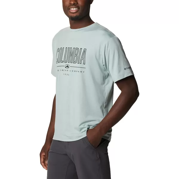 imageColumbia Mens Tech Trail Front Graphic Short Sleeve TeeNiagara HeatherOutlined Badge Graphic