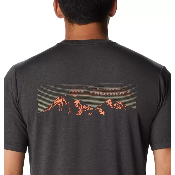 imageColumbia Mens Tech Trail Graphic TeeBlack HeatherShady Peaks Graphic