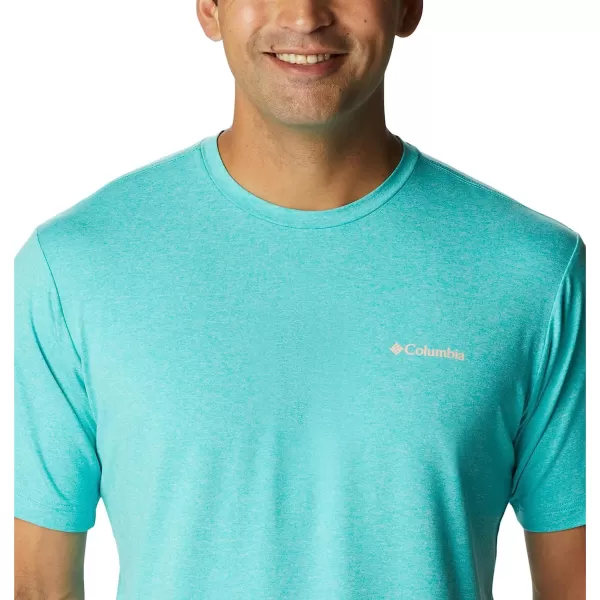 imageColumbia Mens Tech Trail Graphic TeeBright Aqua HeatherMoonscape Graphic