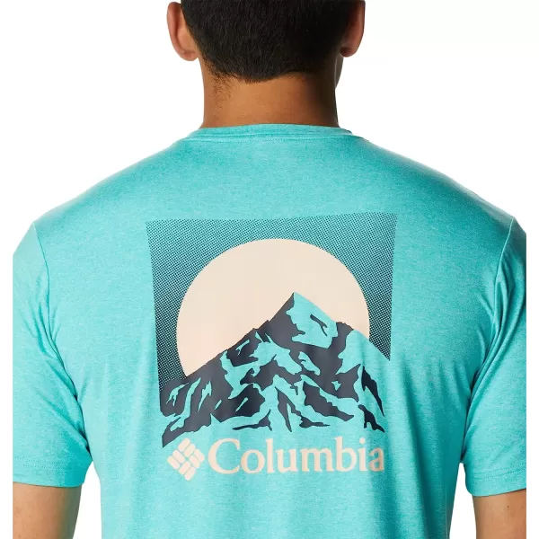 imageColumbia Mens Tech Trail Graphic TeeBright Aqua HeatherMoonscape Graphic
