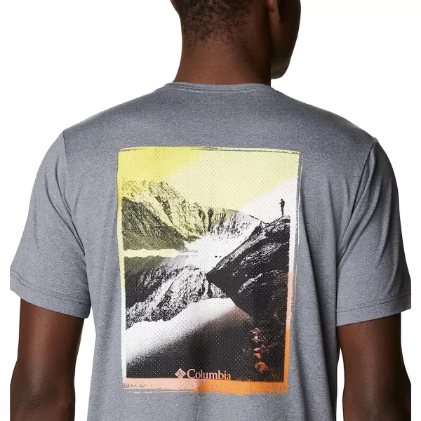 imageColumbia Mens Tech Trail Graphic TeeCity Grey HeatherMirror Mountains Back
