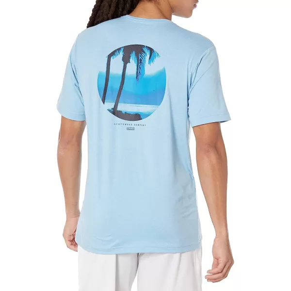 imageColumbia Mens Tech Trail Graphic TeeJet Stream HeatherPalmscape Tonal Graphic