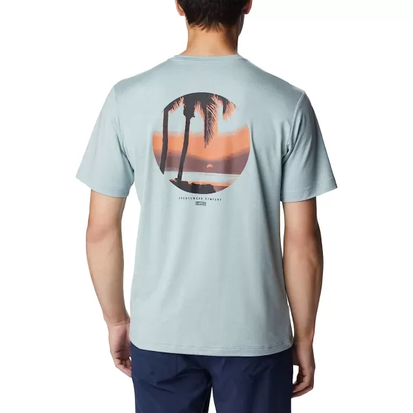 imageColumbia Mens Tech Trail Graphic TeeNiagara HeatherPalmscape Tonal Graphic