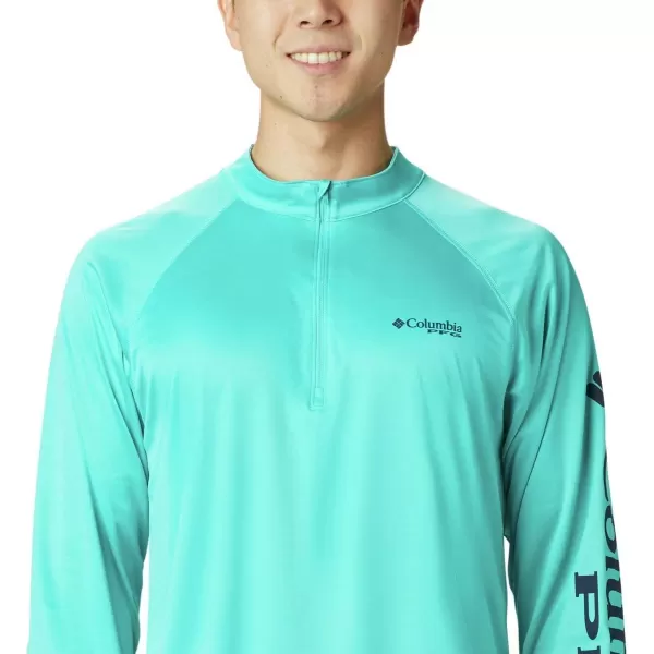 imageColumbia Mens Terminal Tackle 14 ZipBright AquaCollegiate Navy Logo