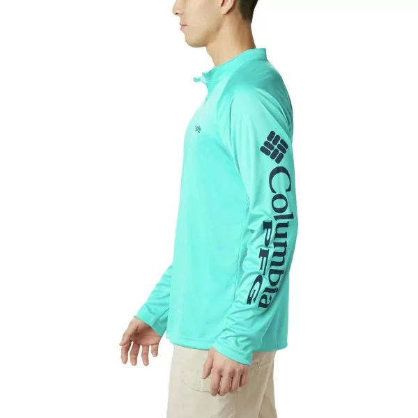 imageColumbia Mens Terminal Tackle 14 ZipBright AquaCollegiate Navy Logo