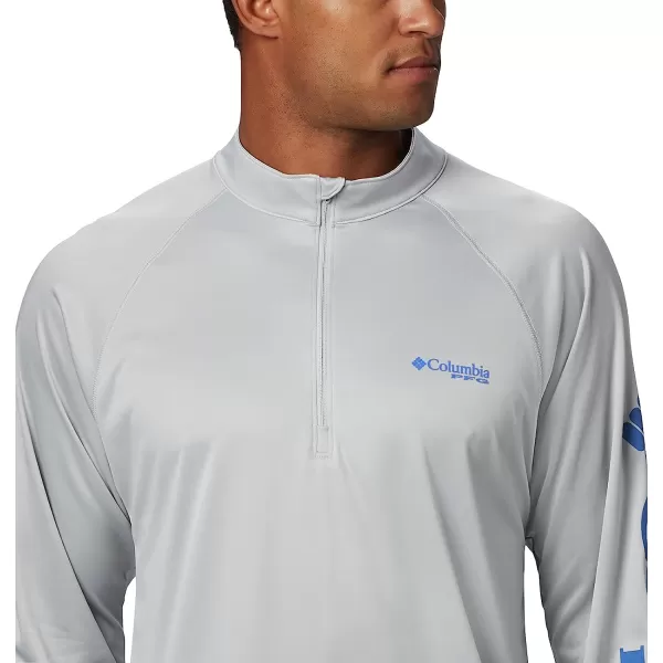 imageColumbia Mens Terminal Tackle 14 ZipCool GreyVivid Blue Logo