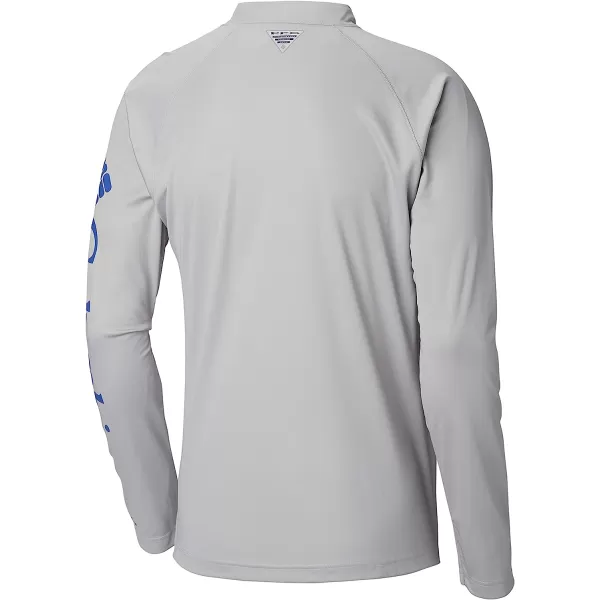 imageColumbia Mens Terminal Tackle 14 ZipCool GreyVivid Blue Logo
