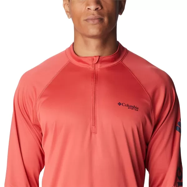 imageColumbia Mens Terminal Tackle 14 ZipSunset RedCollegiate Navy Logo