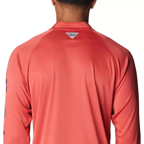imageColumbia Mens Terminal Tackle 14 ZipSunset RedCollegiate Navy Logo