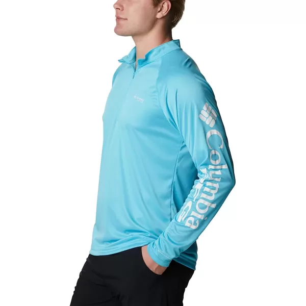 imageColumbia Mens Terminal Tackle Heather 14 ZipAtoll HeatherWhite Logo