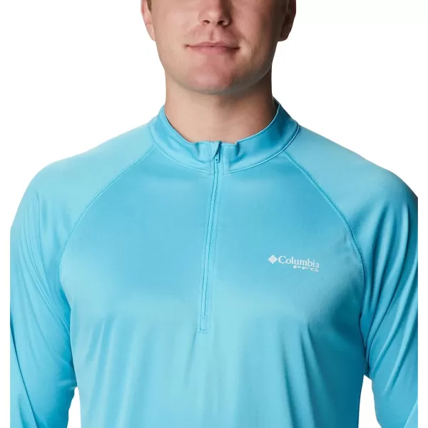 imageColumbia Mens Terminal Tackle Heather 14 ZipAtoll HeatherWhite Logo