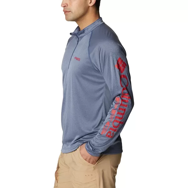 imageColumbia Mens Terminal Tackle Heather 14 ZipCarbon HeatherRed Spark Logo