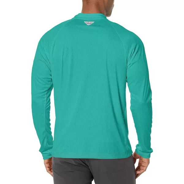 imageColumbia Mens Terminal Tackle Heather 14 ZipElectric Turquoise HeatherCool Grey Logo