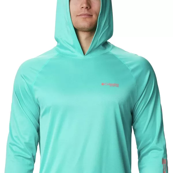imageColumbia Mens Terminal Tackle Heather HoodieBright Aqua HeatherSalmon Logo