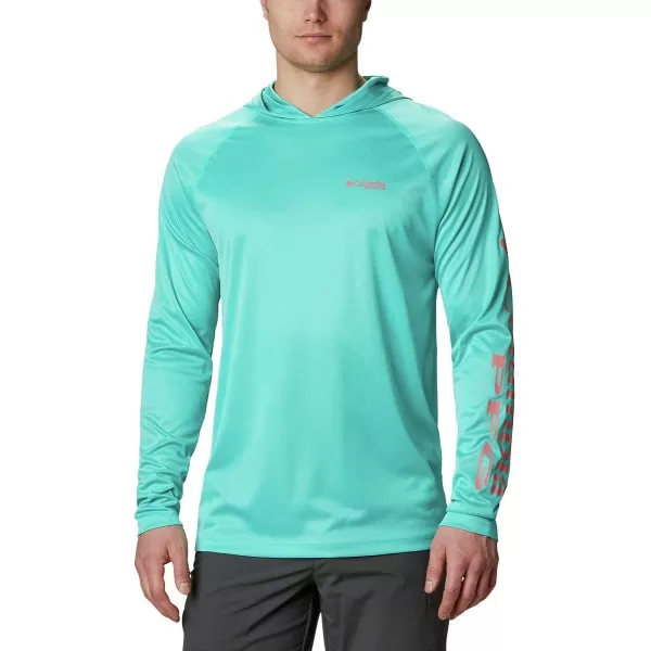 imageColumbia Mens Terminal Tackle Heather HoodieBright Aqua HeatherSalmon Logo