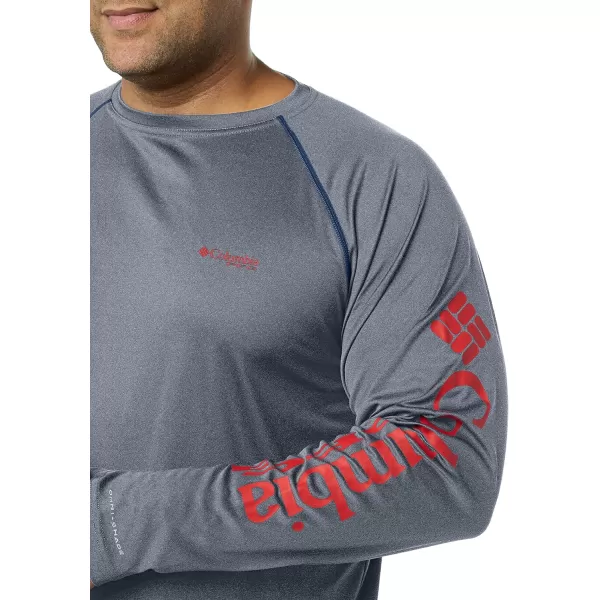 imageColumbia Mens Terminal Tackle Heather Long Sleeve ShirtCarbon HeatherRed Spark Logo