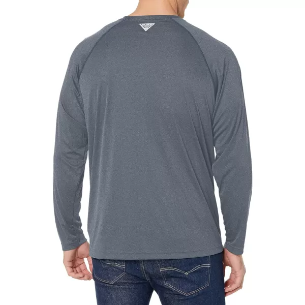 imageColumbia Mens Terminal Tackle Heather Long Sleeve ShirtCarbon HeatherRed Spark Logo