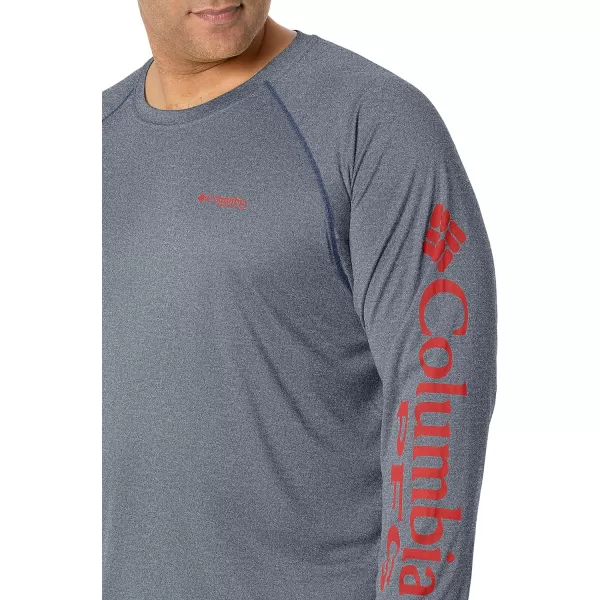 imageColumbia Mens Terminal Tackle Heather Long Sleeve ShirtCarbon HeatherRed Spark Logo