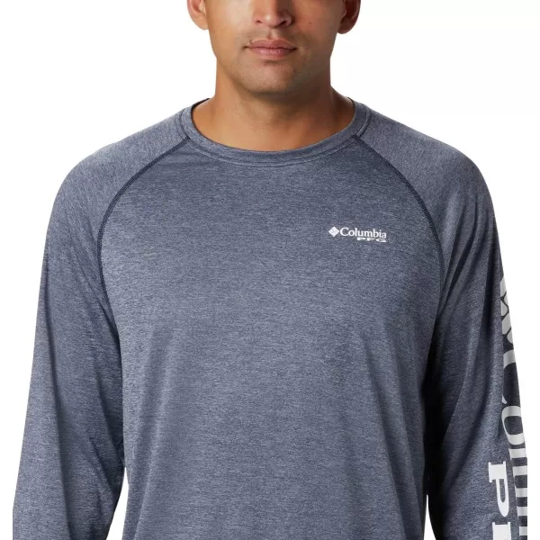 imageColumbia Mens Terminal Tackle Heather Long Sleeve ShirtCollegiate Navy HeatherWhite Logo