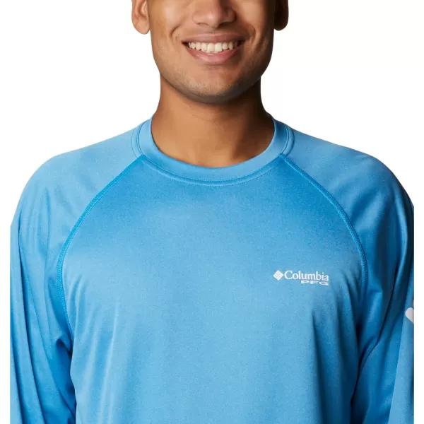 imageColumbia Mens Terminal Tackle Heather Long Sleeve ShirtCompass Blue HeatherWhite Logo