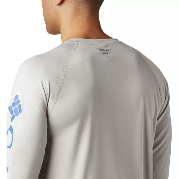 imageColumbia Mens Terminal Tackle Heather Long Sleeve ShirtCool Grey HeatherVivid Blue Logo